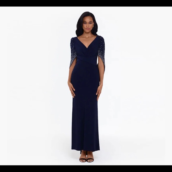 New🎉Betsy and Adam Embellish Capelet Gown Maxi - Picture 5 of 7